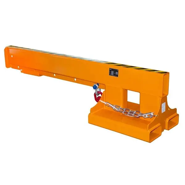 Brazo de grúa extensible pintado en naranja amarillo