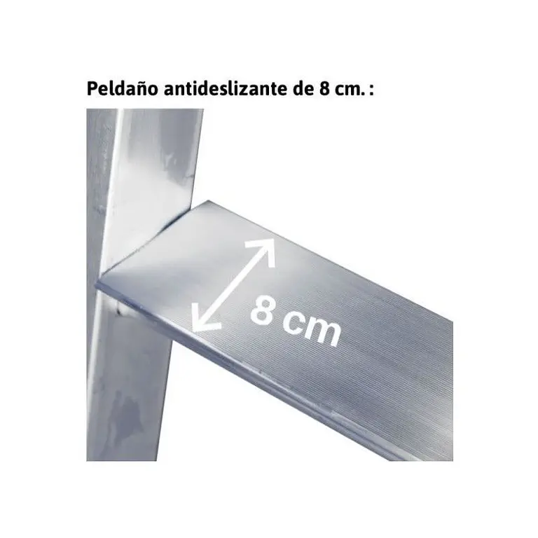 Escalera ligera de aluminio con plataforma y barandilla