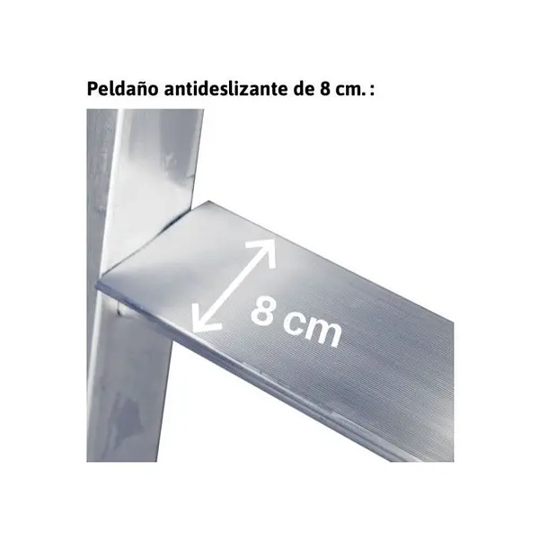 Escalera ligera de aluminio con plataforma y barandilla