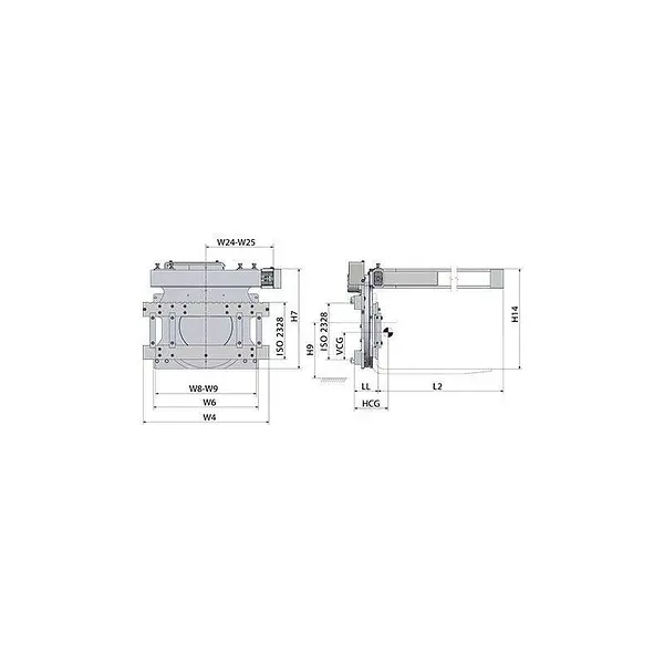 Box rotator with side arm for forklift