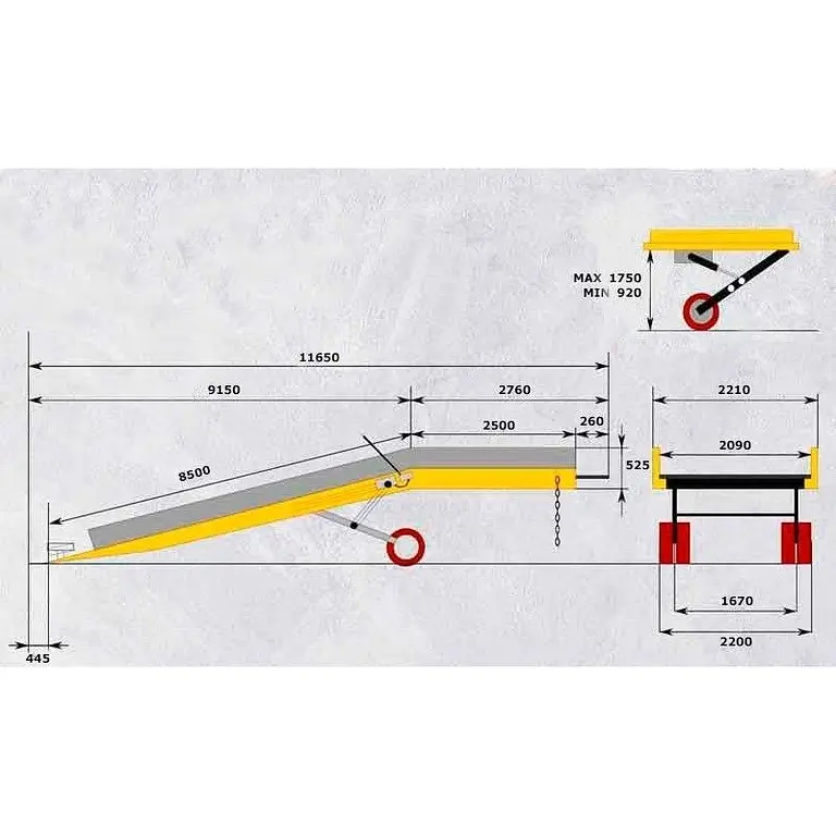 Loading ramp electric 12 ton. with battery platform