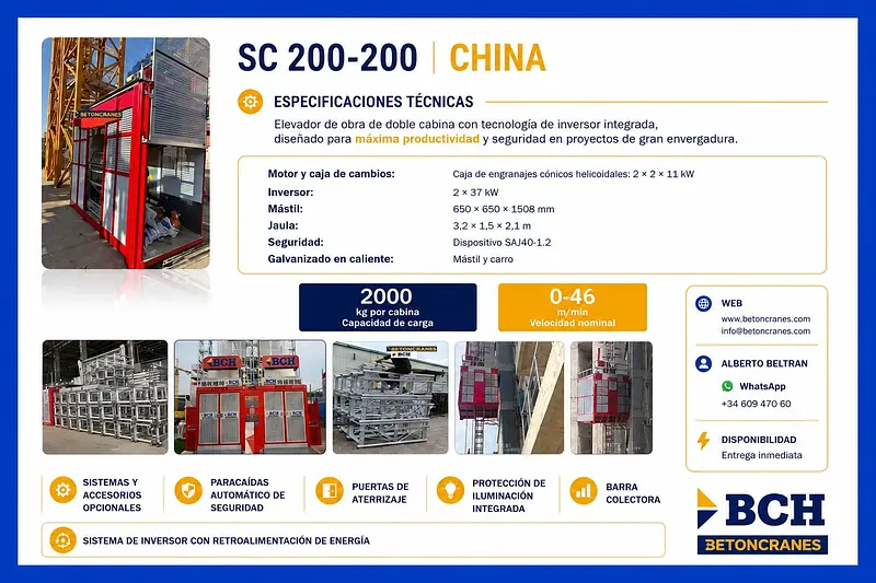 Grúa Torre Telescopable BCH 5013 – 5 Toneladas, Pluma de 50m