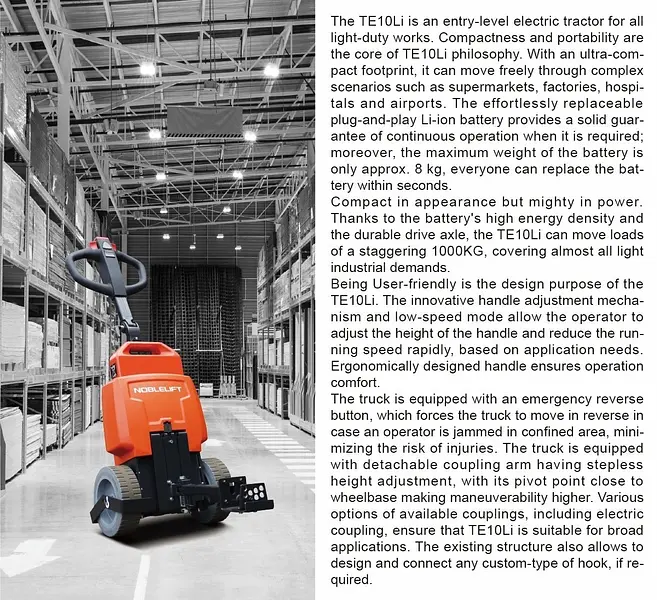 NobleLift TE10li 1000 kg pedestrian tow tractor