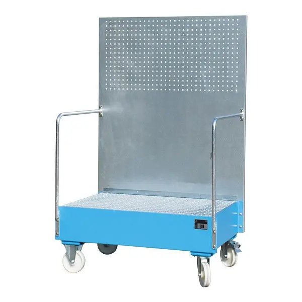 Bandeja colectora móvil con panel perforado, pintada, Azul claro