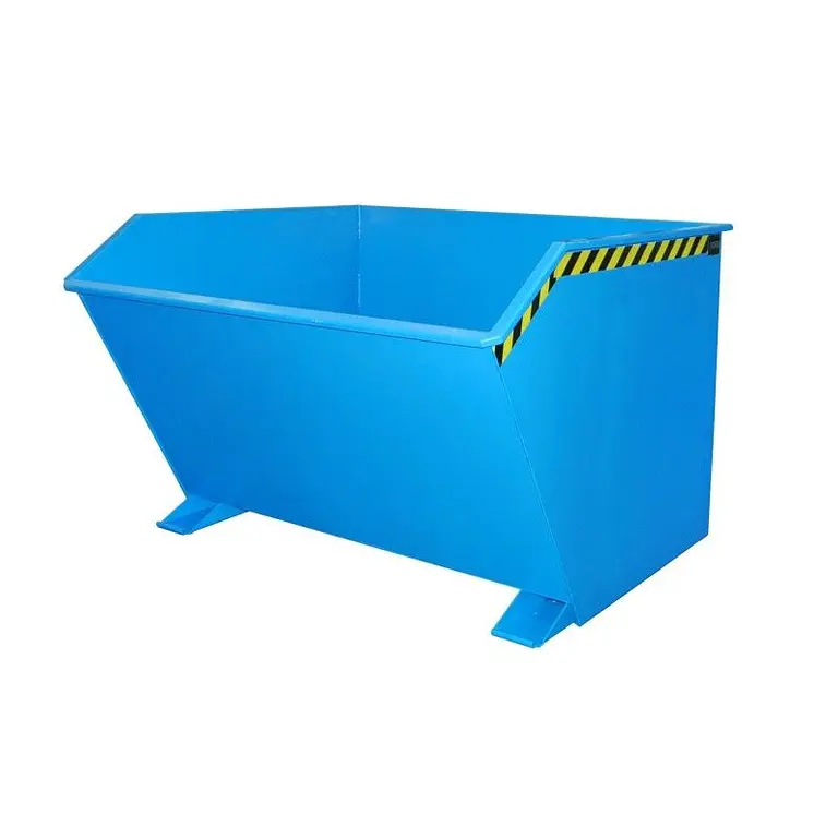 Contenedor basculante, pintado, azul claro