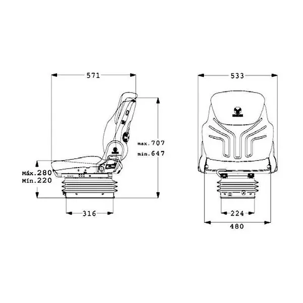 Asiento Grammer Compacto Confort W para maquinaria agrícola