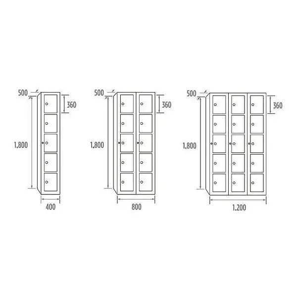 Locker metálico de 5 puertas