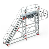 Adjustable handrail platform for maintenance work
