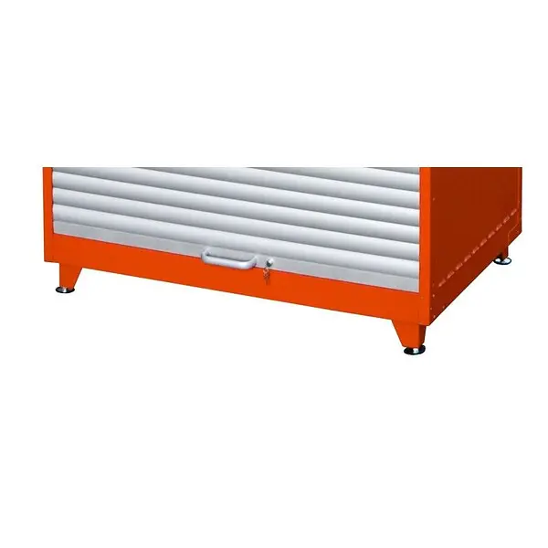 Cabinet for hazardous materials with roller blind door for 200 litre drums