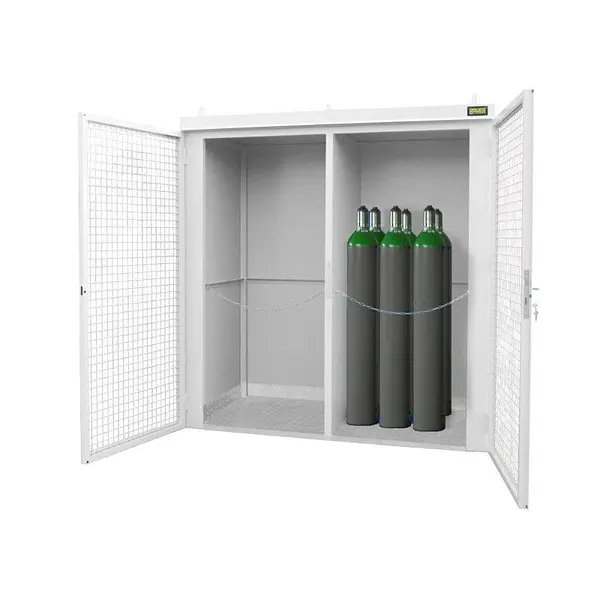 Gas cylinder storage container painted fire resistant