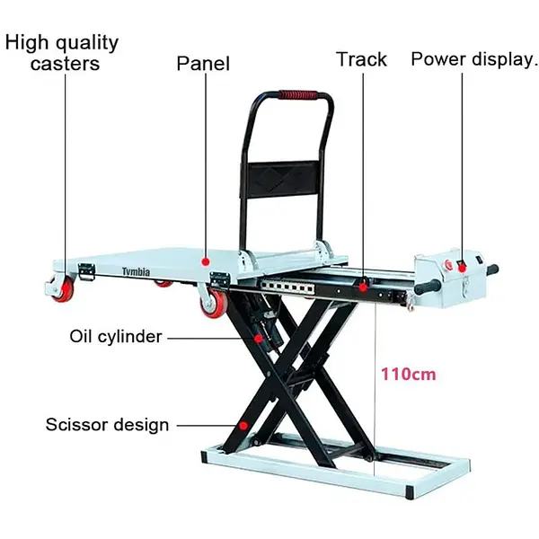 Mesa Elevadora de tijera Eléctrica con carro manual 300kg (120x70)