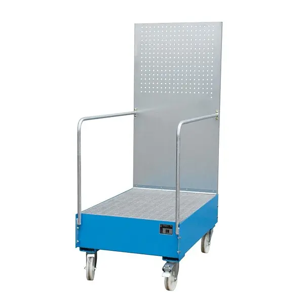 Bandeja colectora móvil con panel perforado, pintada, Azul claro