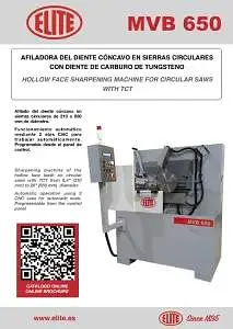 Elite MVB 650 hollow face sharpening machine for tungsten carbide teeth of circular saws