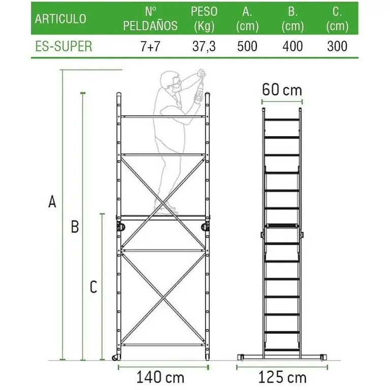 Mini scaffolding aluminum 150kg - Ladder support