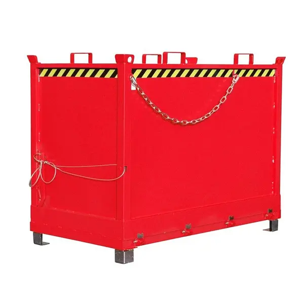 Contenedor con base de caída pintado rojo fuego