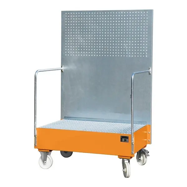 Bandeja colectora móvil con panel perforado, pintada, Amarillo naranja