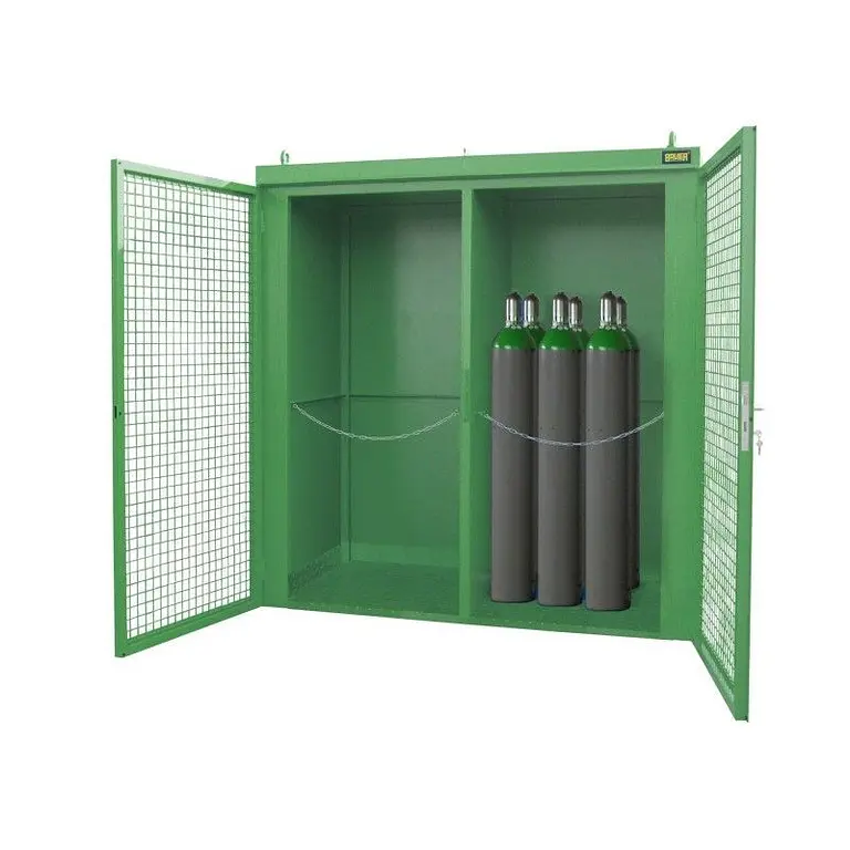 Gas cylinder storage container painted green