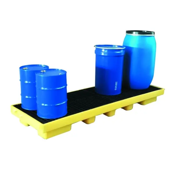Manupack 300L polyethylene spill containment tray for 4 drums in line
