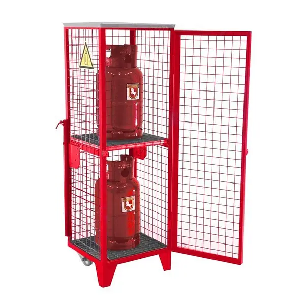 Kit de almacenamiento de bombonas de gas pintado rojo fuego