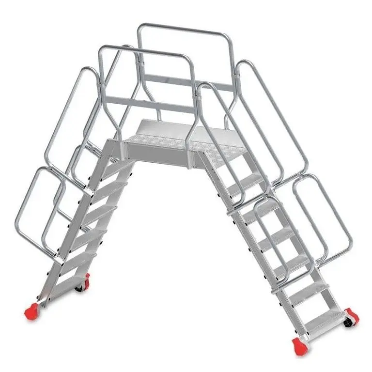 Ladder Crossbridge aluminum staircase with anti-slip platform