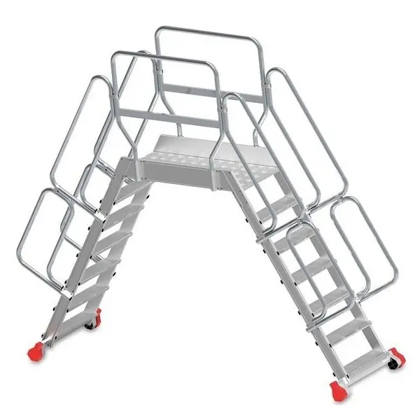 Ladder Crossbridge aluminum staircase with anti-slip platform