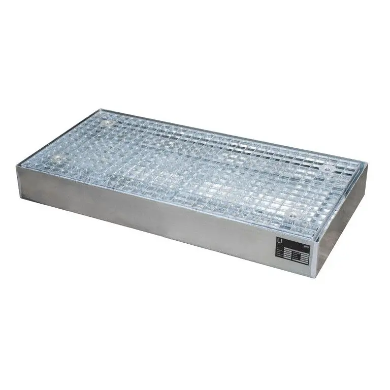 Galvanized floor protection tray for hazardous liquids