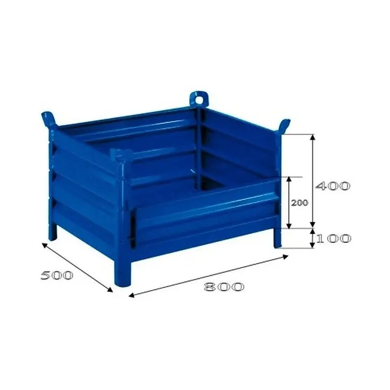 Cestón 800x500mm steel container with foldable side
