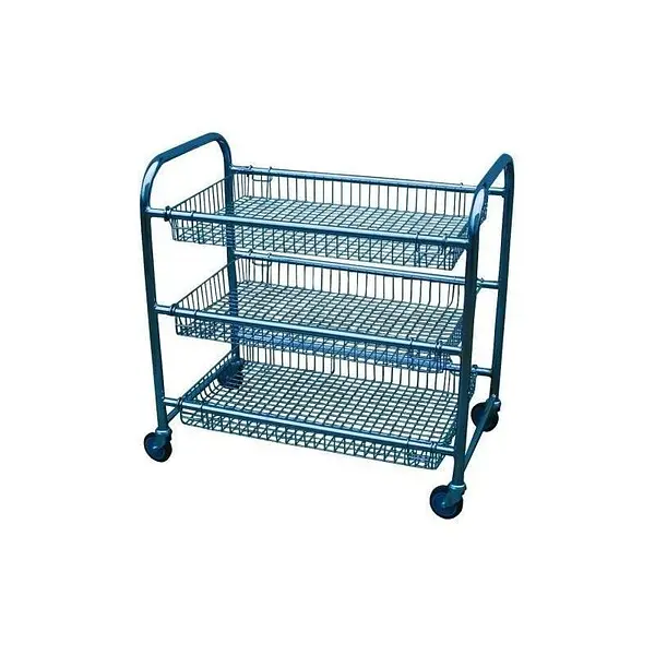 Round table cart with chrome steel baskets