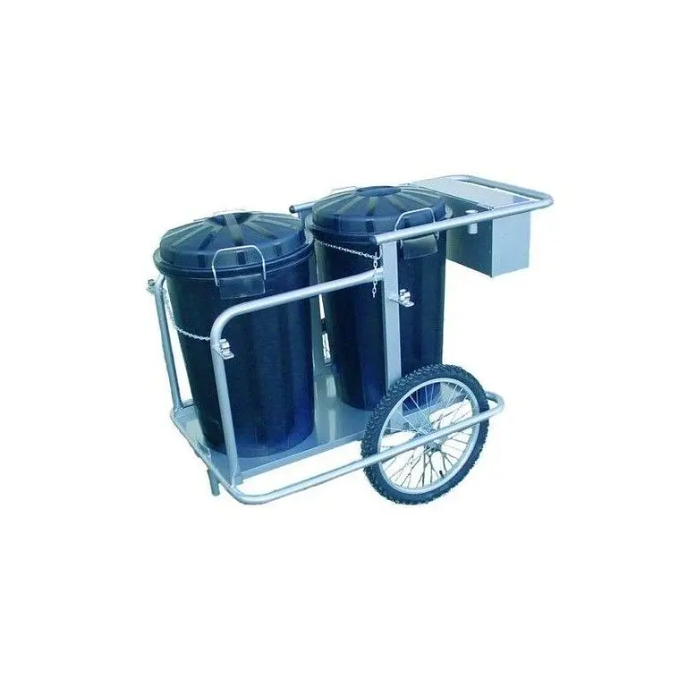 Stainless steel garbage cart with two 95L bins