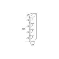 4-door metal locker Initial 250mm 300mm 400mm