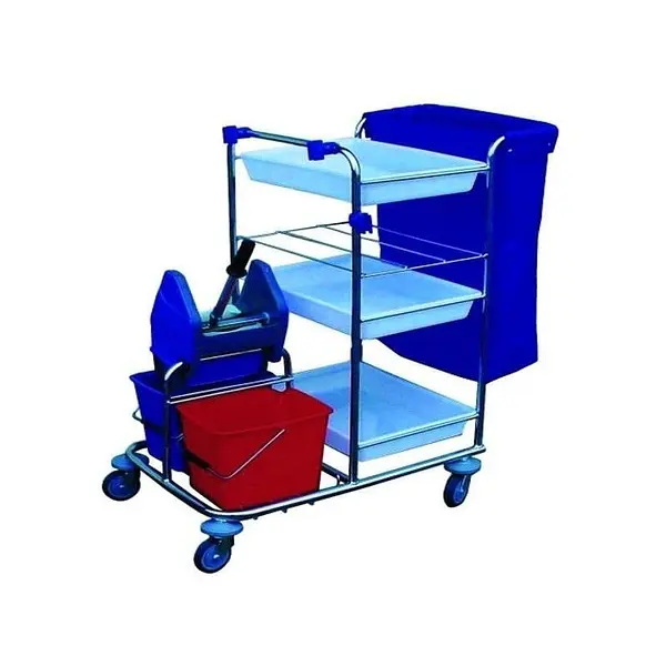 Cart cleaning equipment with rafts and buckets