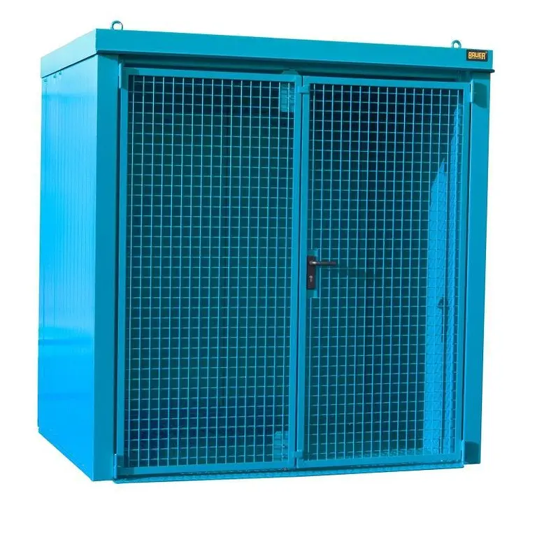 Gas cylinder storage container painted light blue