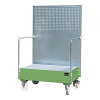 Bandeja colectora móvil con panel perforado, pintada, verde Reseda