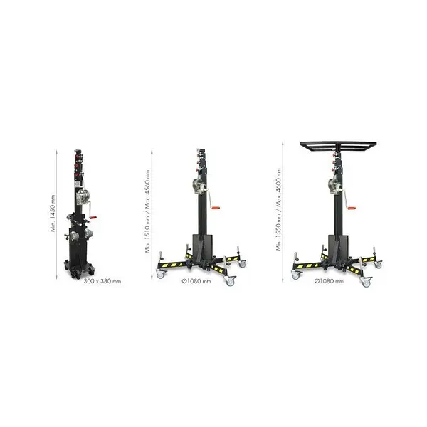 Elevador Manual 125kg a 4560mm (con ruedas)