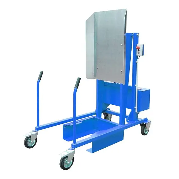 Contenedor volquete con ruedas pintado azul claro