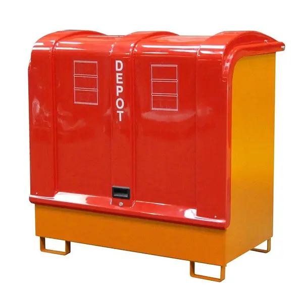 Gas pumps tank painted orange yellow