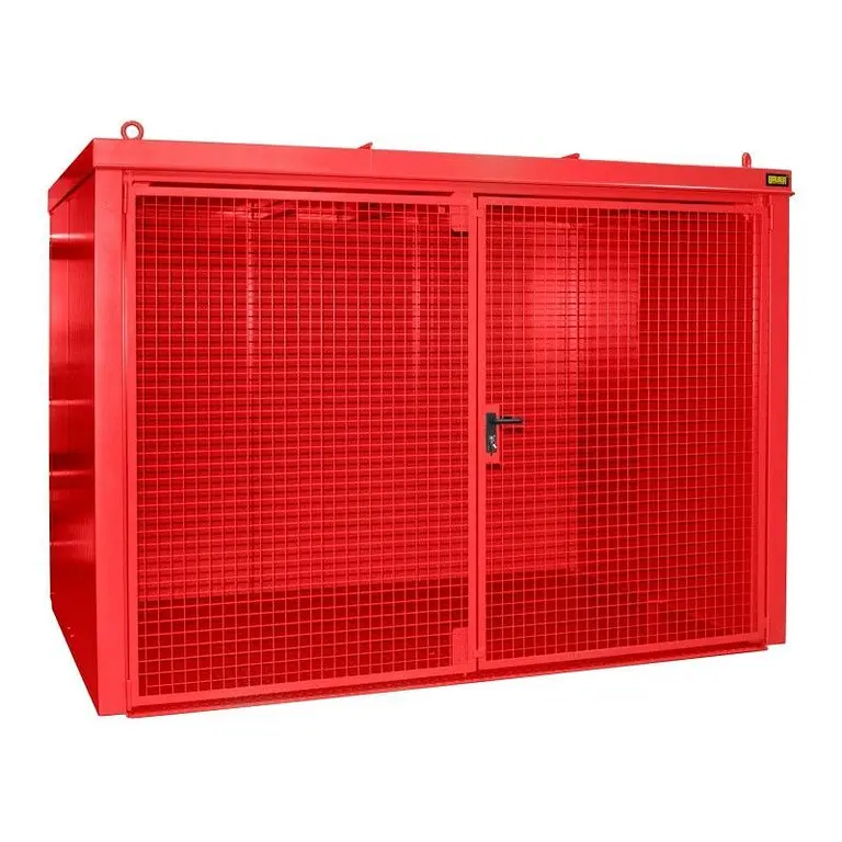 Gas cylinder storage container painted fire red