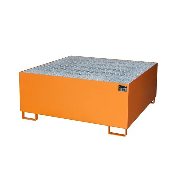Tanque de almacenamiento IBC pintado de naranja amarillo