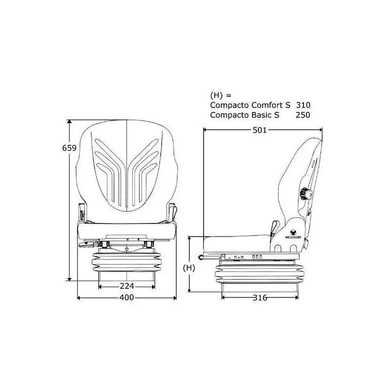 Asiento Grammer Compacto Basic S para maquinaria agrícola