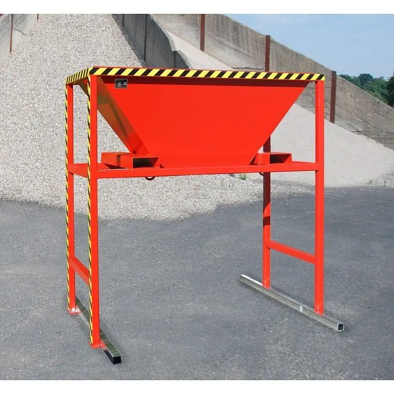 Tilting container filler painted green