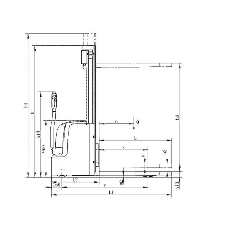 Electric stacker 2000kg at 5000mm Lithium 24V / 300AH