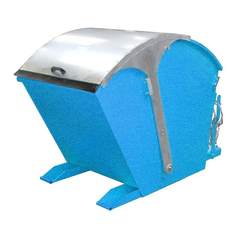 Contenedor basculante, pintado, Azul claro