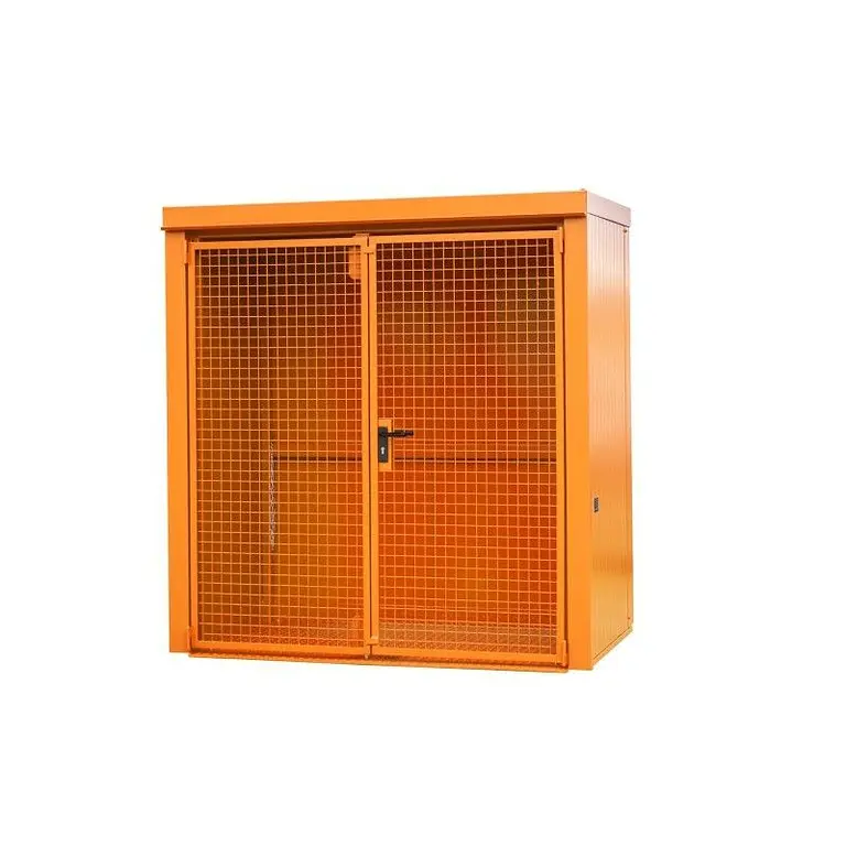 Gas cylinder storage container painted yellow orange