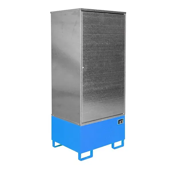 Hazardous materials storage cabinet painted light blue
