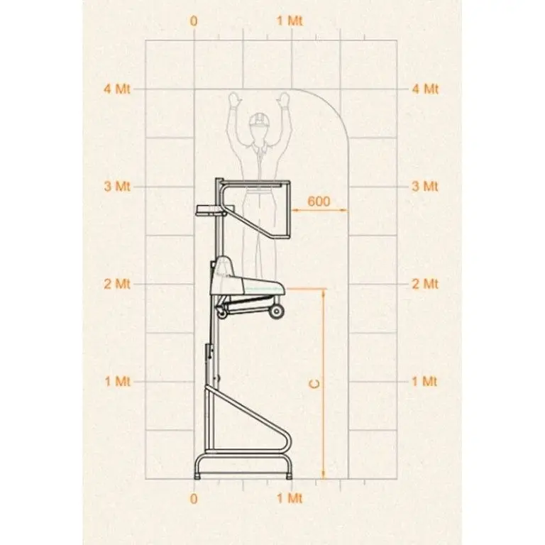Plataforma Elevadora Manual 150kg a 1,93m Elevación