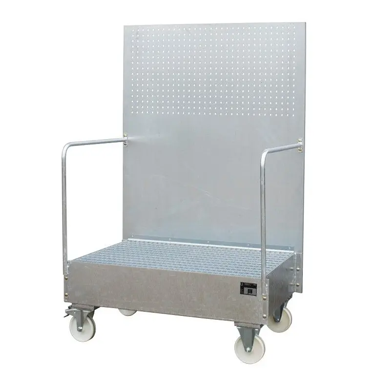 Mobile collecting tray with perforated panel, hot-dip galvanized