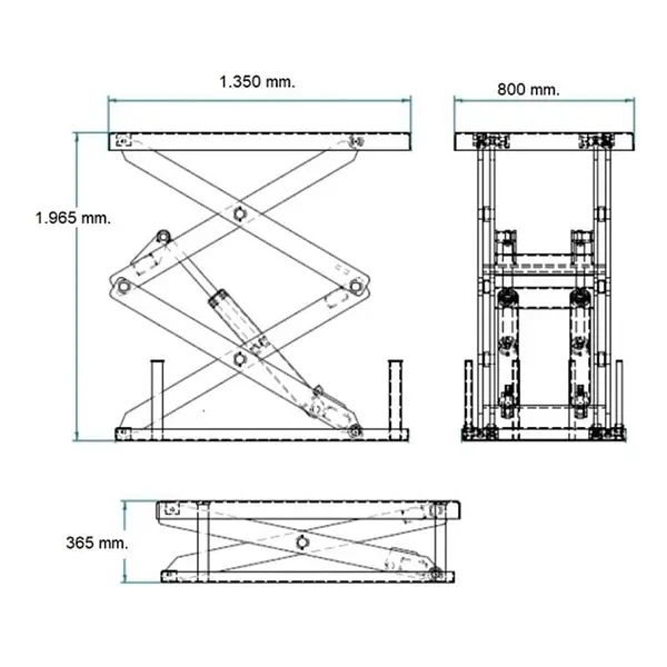 Mesa Elevadora Eléctrica 2000kg a 1965mm de 1350x800mm