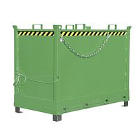 Container with drop away base painted green