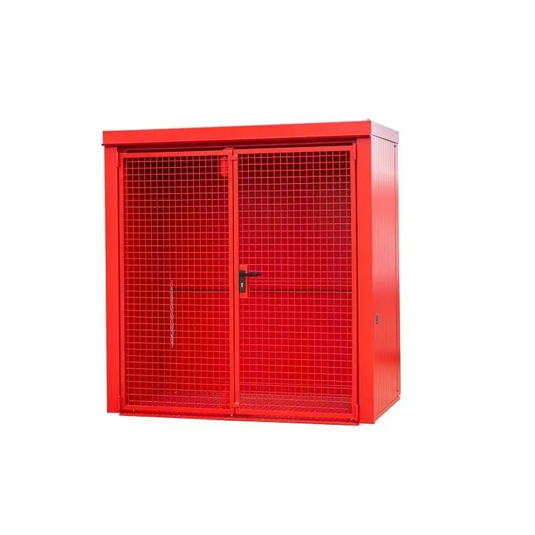 Gas cylinder storage container painted fire red