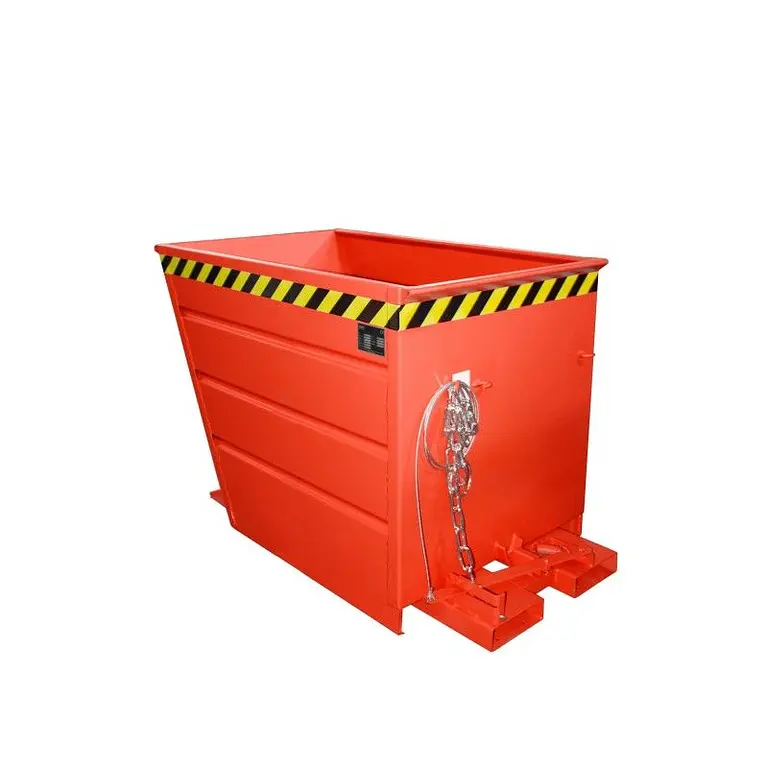 Container tilting painted red fire